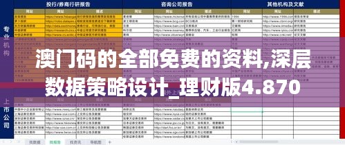 澳门码的全部免费的资料,深层数据策略设计_理财版4.870