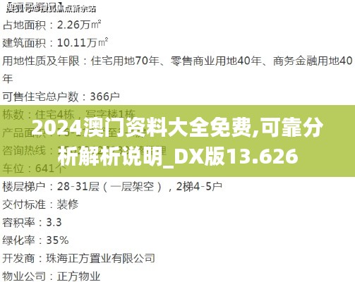 2024澳门资料大全免费,可靠分析解析说明_DX版13.626