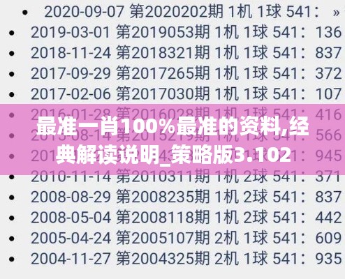 最准一肖100%最准的资料,经典解读说明_策略版3.102