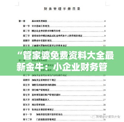 “管家婆免费资料大全最新金牛：小企业财务管理的得力助手”