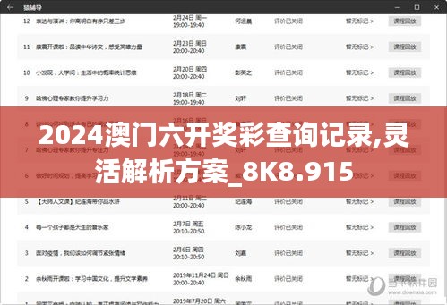 2024澳门六开奖彩查询记录,灵活解析方案_8K8.915