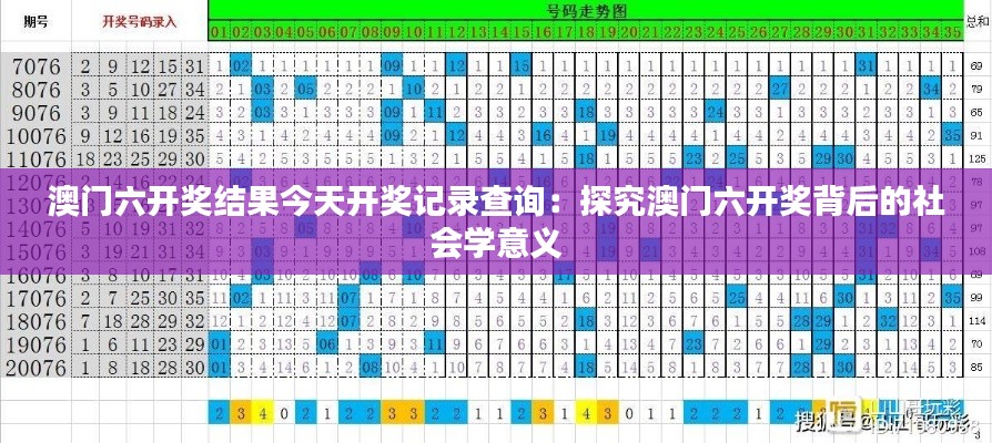 澳门六开奖结果今天开奖记录查询：探究澳门六开奖背后的社会学意义