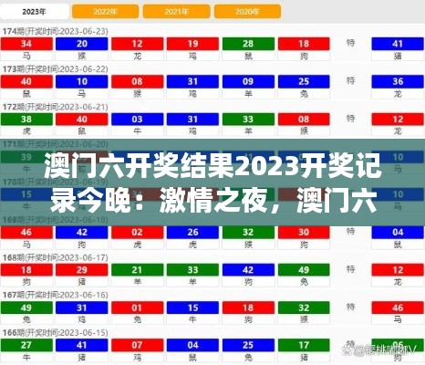 澳门六开奖结果2023开奖记录今晚：激情之夜，澳门六开奖揭晓资金流向新动向