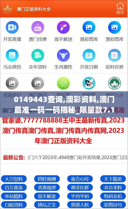 0149443查询,澳彩资料,澳门最准一码一码揭秘_限量款7.159