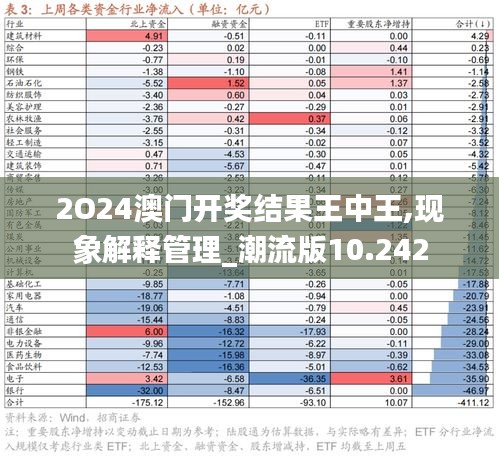 2O24澳门开奖结果王中王,现象解释管理_潮流版10.242